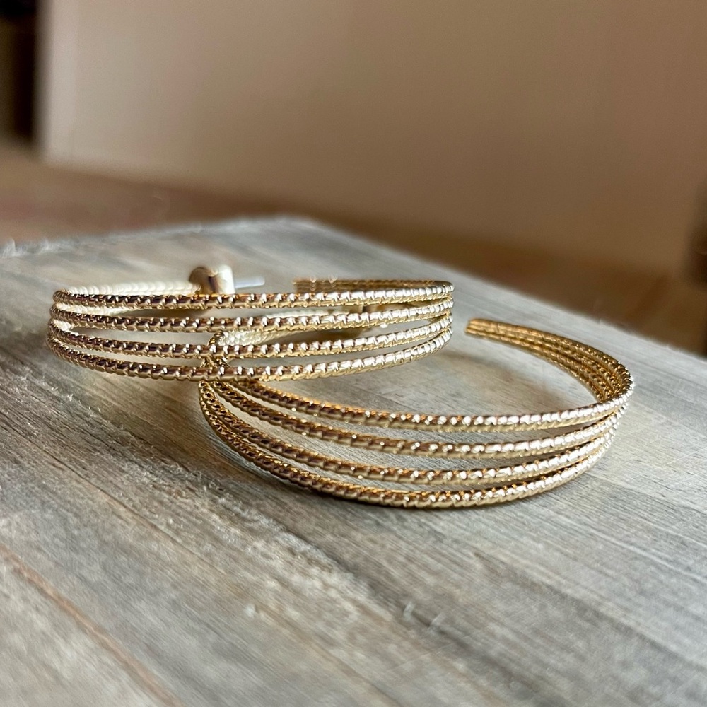 Anthropologie Layer Gold Hoops - Picture 2 of 3